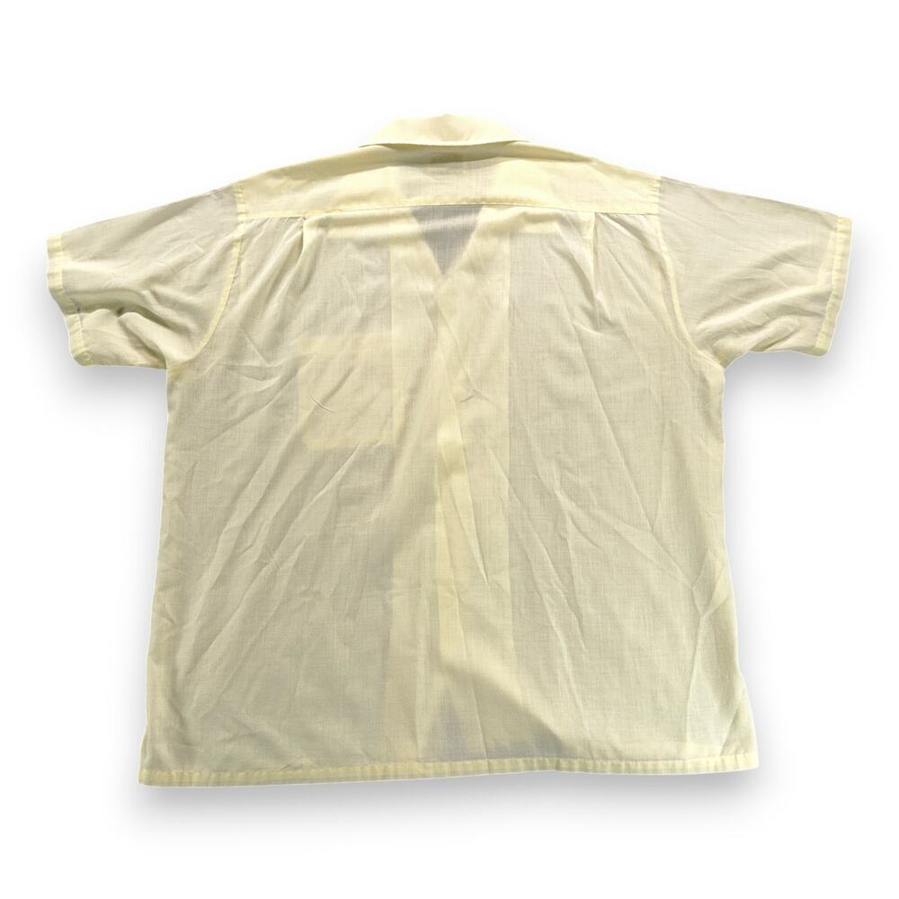 Vintage Hold Press Shirt Adult LARGE Yellow Loop Collar Camp Snake Eyes USA 60s - Picture 3 of 8